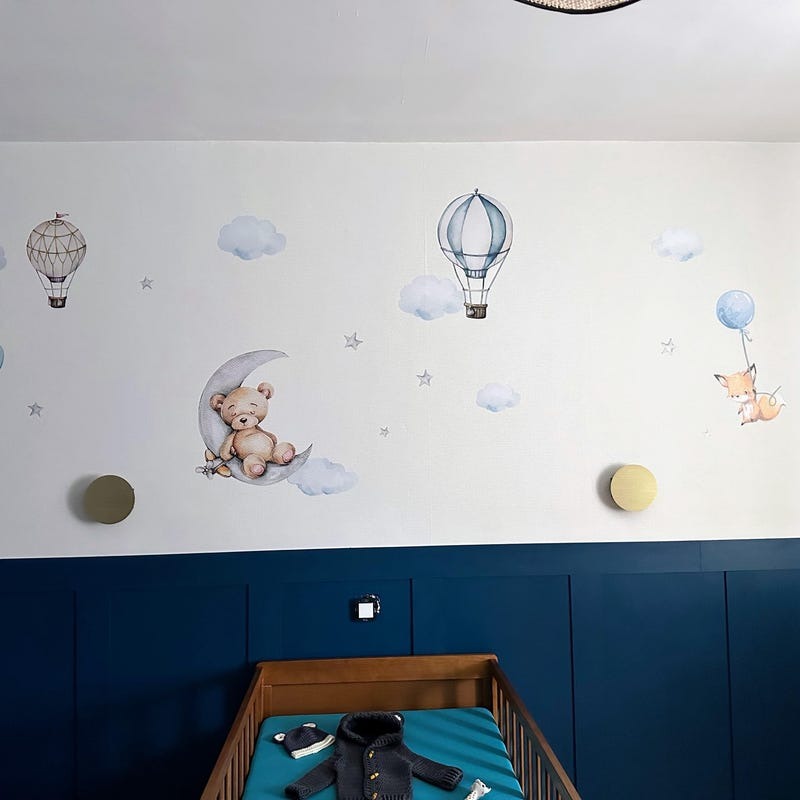 Vinilos decorativos Adhesivos infantiles de Pared Oso en la luna niño (0081)