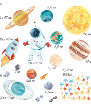 Vinilos decorativos Adhesivos infantiles de Pared espacio astronautas  niño (0048)