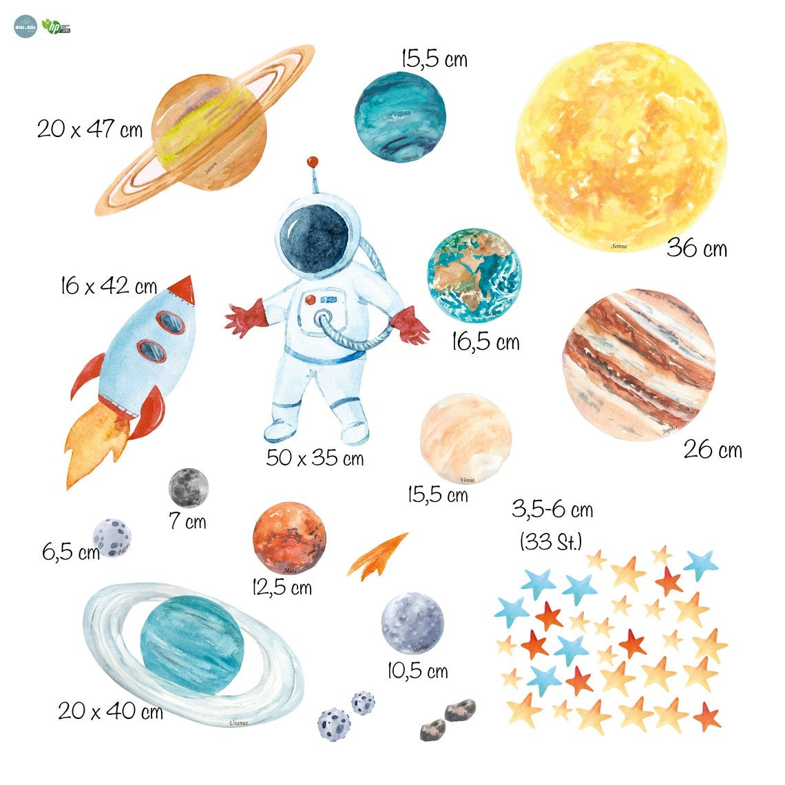 Vinilos decorativos Adhesivos infantiles de Pared espacio astronautas  niño (0048)