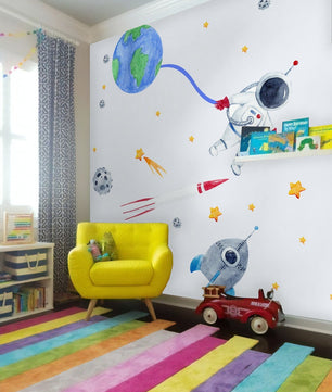 Vinilos decorativos Adhesivos infantiles de Pared espacio astronautas 4 niño