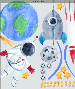 Vinilos decorativos Adhesivos infantiles de Pared espacio astronautas 4 niño