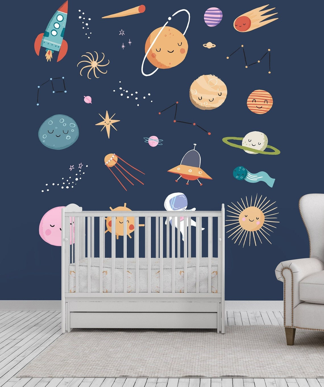 Vinilos decorativos Adhesivos infantiles de Pared espacio astronautas 13 niño