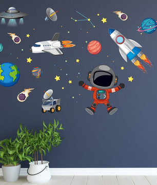 Vinilos decorativos Adhesivos infantiles de Pared espacio astronautas 17 niño