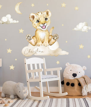 Vinilos decorativos Adhesivos infantiles de pared Animales leon niño (0022)