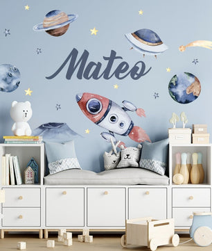Vinilos decorativos Adhesivos infantilesde Pared espacio astronautas 18 niño