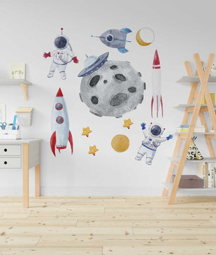 Vinilos decorativos Adhesivos infantilesde Pared espacio astronautas 8 niño