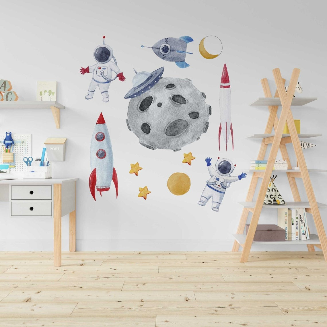 Vinilos decorativos Adhesivos infantilesde Pared espacio astronautas 8 niño