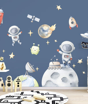 Vinilos decorativos Adhesivos infantiles de Pared espacio astronautas 5 niño (0092)