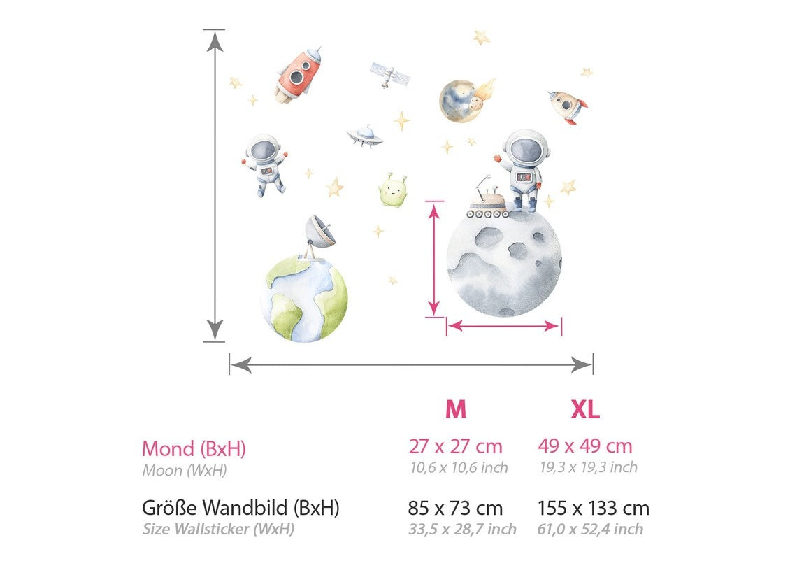 Vinilos decorativos Adhesivos infantiles de Pared espacio astronautas 5 niño (0092)