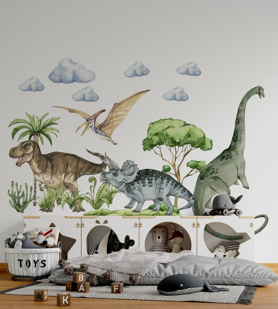 Vinilos decorativos Adhesivos infantiles de pared de dinosaurios modelo 1 niño (0088)