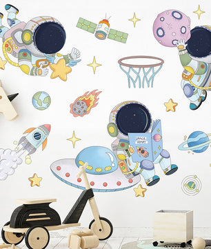Vinilos decorativos Adhesivos infantiles de Pared espacio astronautas 7 niño (0056)