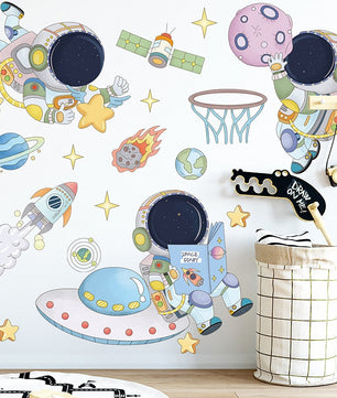 Vinilos decorativos Adhesivos infantiles de Pared espacio astronautas 7 niño (0056)