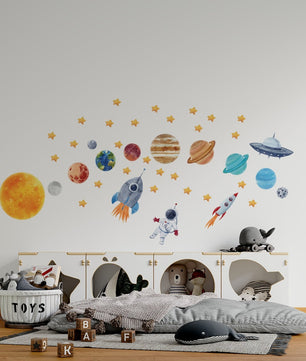 Vinilos decorativos Adhesivos infantiles de Pared espacio astronautas 3 niño