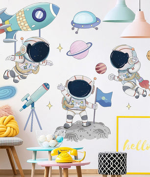 Vinilos decorativos Adhesivos infantiles de Pared espacio astronautas 10 niño (0050)
