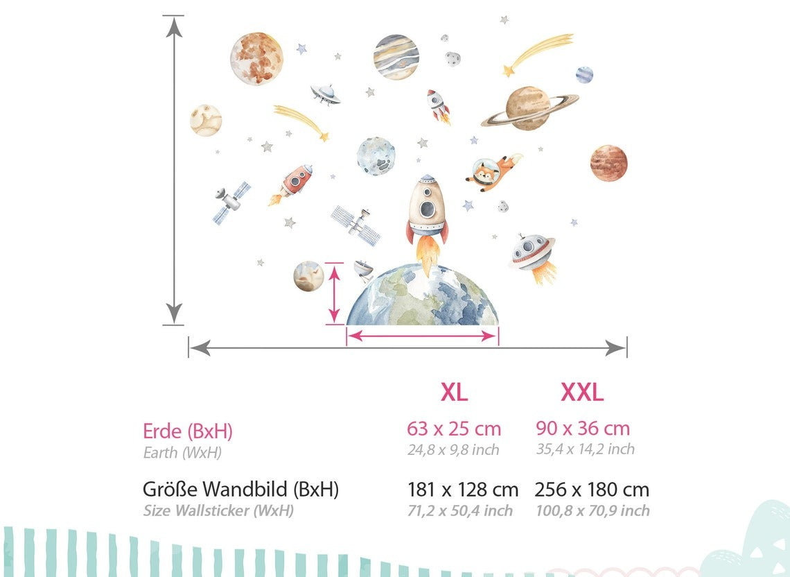 Vinilos decorativos Adhesivos infantiles de Pared espacio astronautas 15 niño (0052)