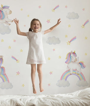 Vinilos decorativos Adhesivos infantiles de Pared cuerno unicornio  niña 4 (0030)