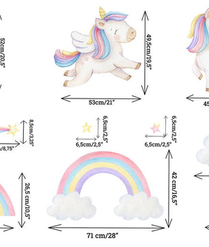 Vinilos decorativos Adhesivos infantiles de Pared cuerno unicornio  niña 4 (0030)
