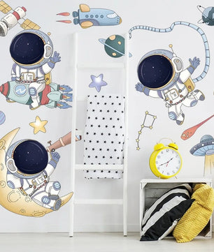 Vinilos decorativos Adhesivos infantiles de Pared espacio astronautas 6 niño (0055)