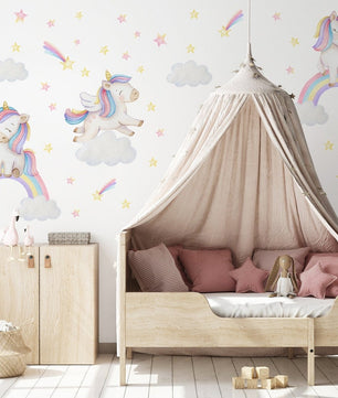 Vinilos decorativos Adhesivos infantiles de Pared cuerno unicornio  niña 4 (0030)