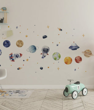Vinilos decorativos Adhesivos infantiles de Pared espacio astronautas 11 niño (0051)