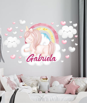 Vinilos decorativos Adhesivos infantiles de Pared cuerno unicornio  niña 7