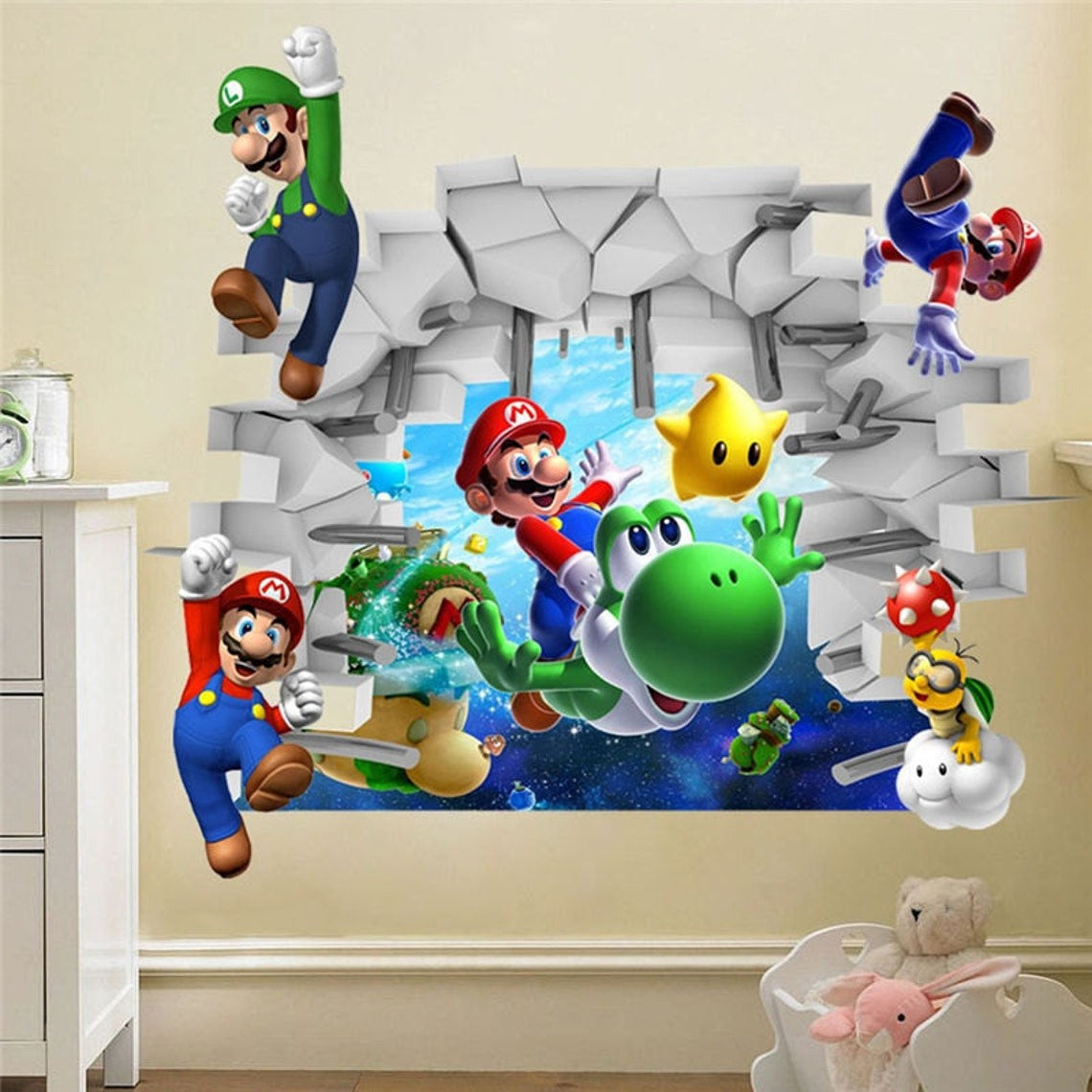 Vinilos decorativos Adhesivos infantiles de Pared mario bros 12 niño