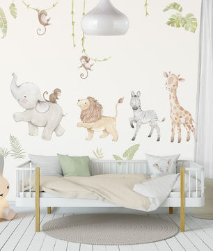 Vinilos decorativos Adhesivos infantiles de Pared  Conjunto de animales modelos variados