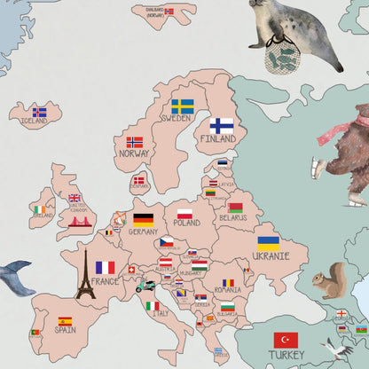Calcomania Mapa mundi infantil con banderas