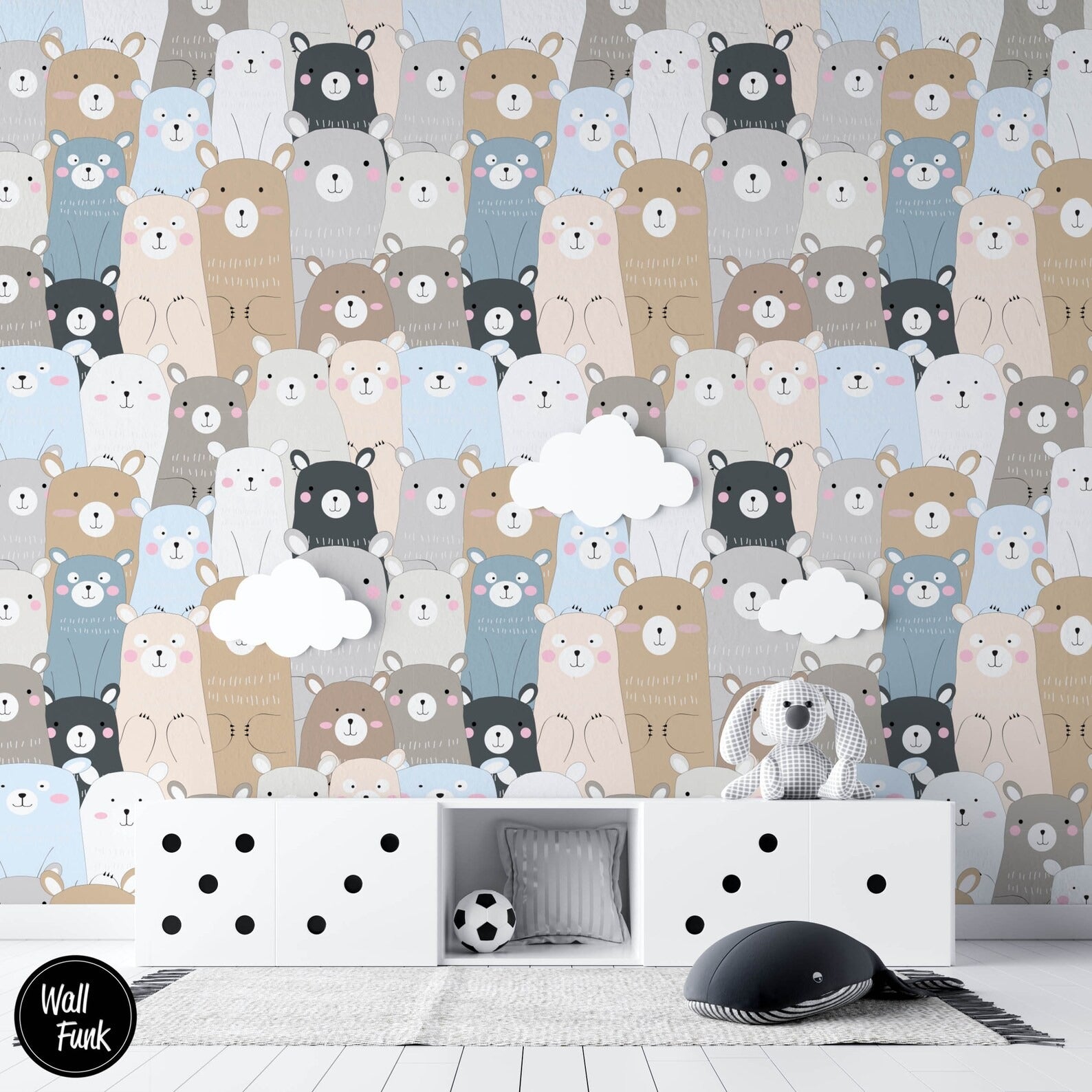 Papel para paredes Osos Mosaico