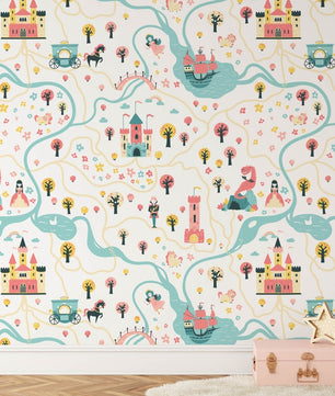Papel para paredes tierra de princesa mosaico
