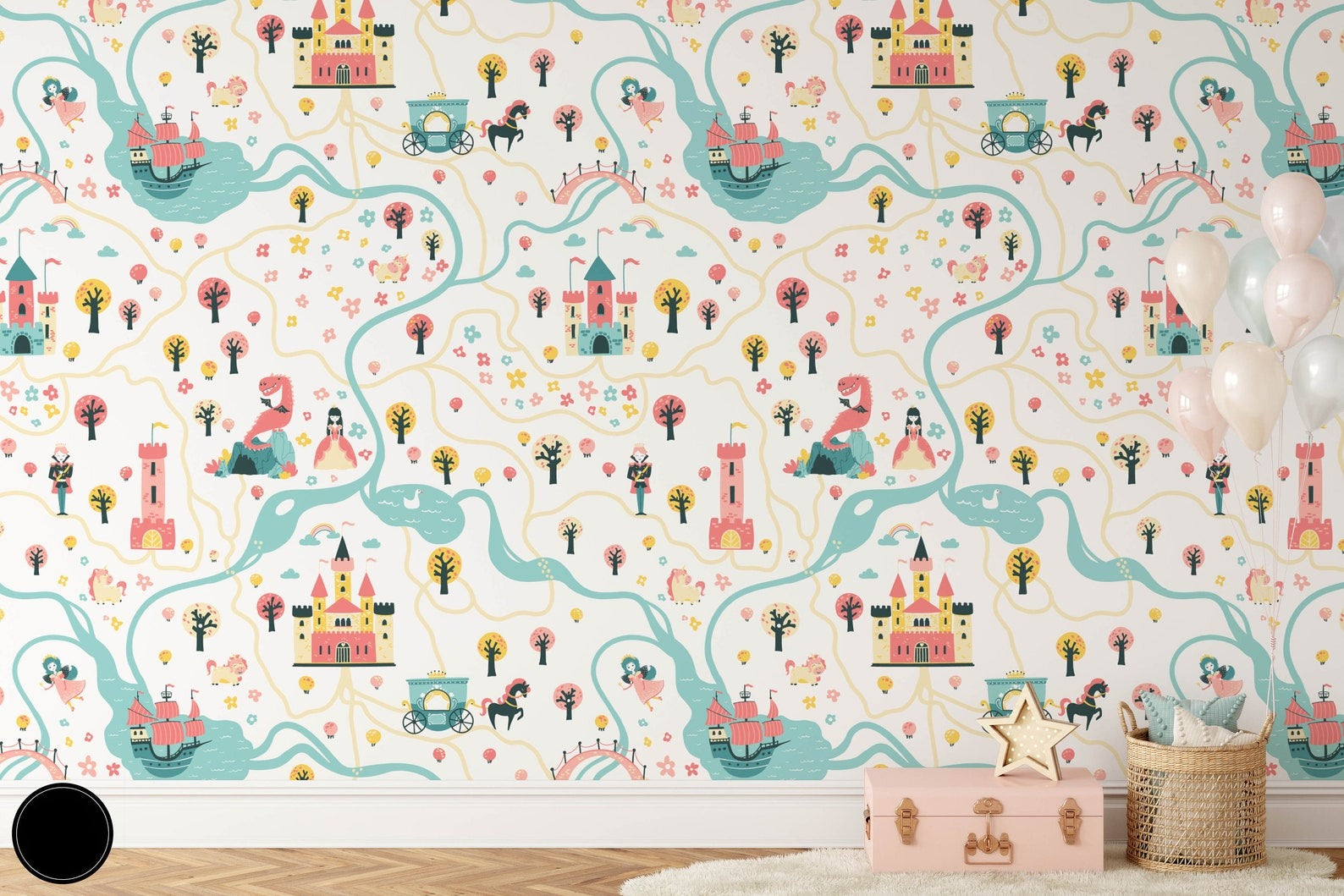 Papel para paredes tierra de princesa mosaico