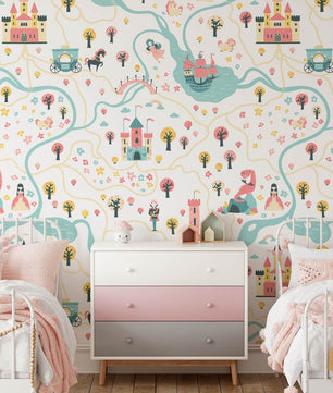 Papel para paredes tierra de princesa mosaico