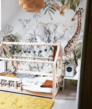 Papel para paredes infantil Paraíso safari acuarela
