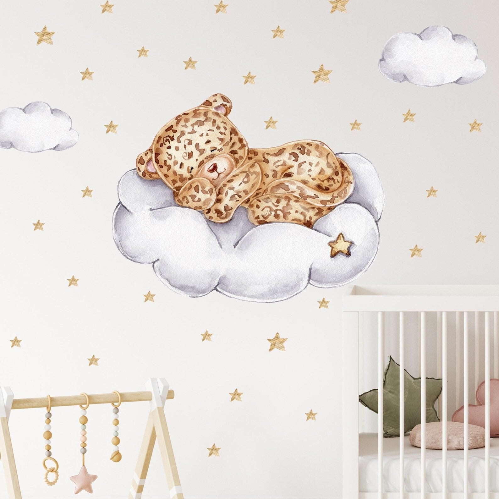 Vinilos decorativos Adhesivos infantiles de Pared Conjunto Animales en nube