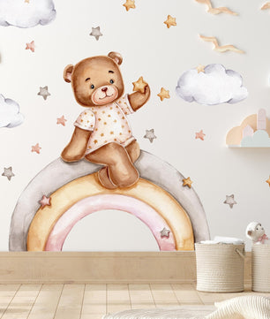Vinilos decorativos Adhesivos infantiles de Pared Conjunto Animales en nube