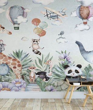 Papel para paredes diseño acuarela niños animal