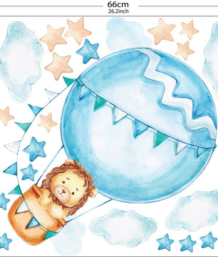Vinilos decorativos Adhesivos infantiles de Pared  leon en globo azul