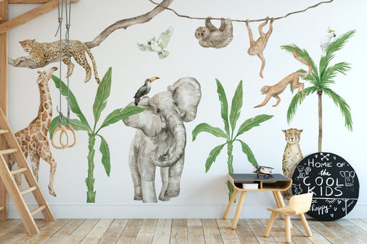 Vinilos decorativos Adhesivos infantiles de Pared Elefante en la selva