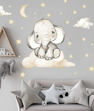 Vinilos decorativos Adhesivos infantiles de Pared Conjunto Animales en nube