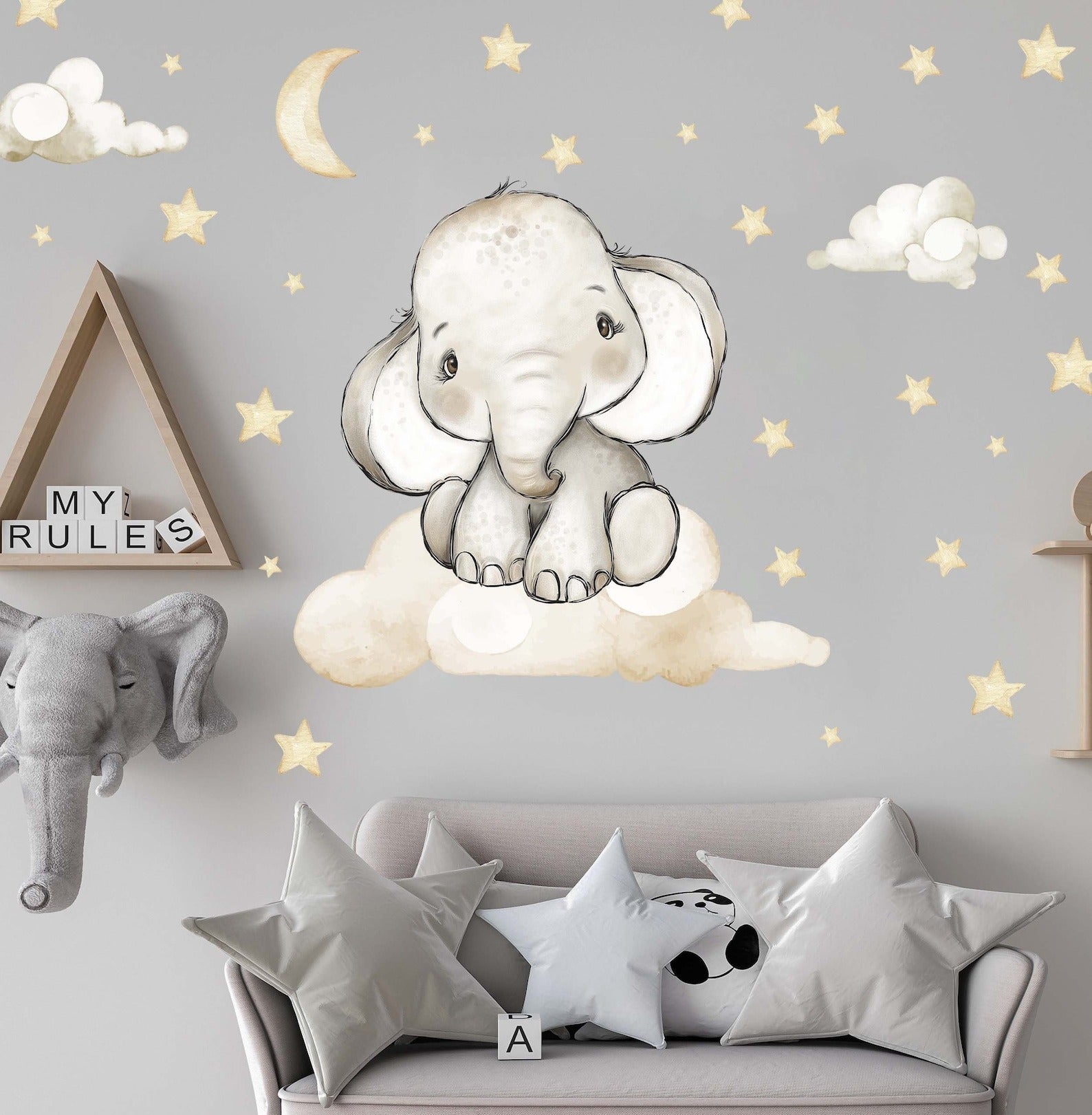 Vinilos decorativos Adhesivos infantiles de Pared Conjunto Animales en nube