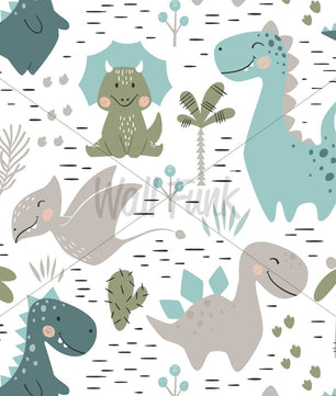 Papel para paredes Mosaico dinosaurios colorido 3