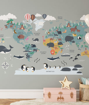 Mapa mundi infantil Animales del mundo