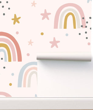 Papel para paredes Mosaico Arcoiris con estrellas