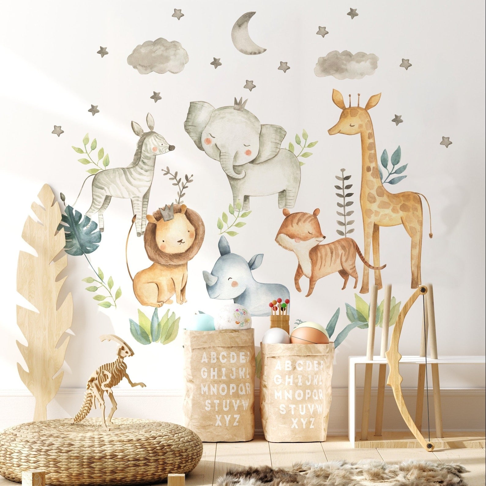 Vinilos decorativos Adhesivos infantiles animales safari