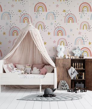 Papel para paredes Mosaico Arcoiris con estrellas