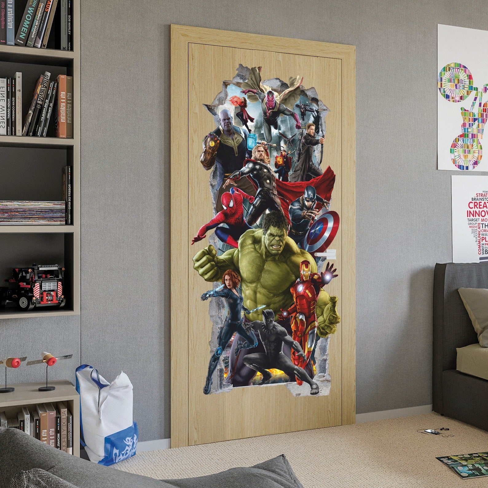 Vinilos decorativos Adhesivos infantiles de pared los vengadores 8