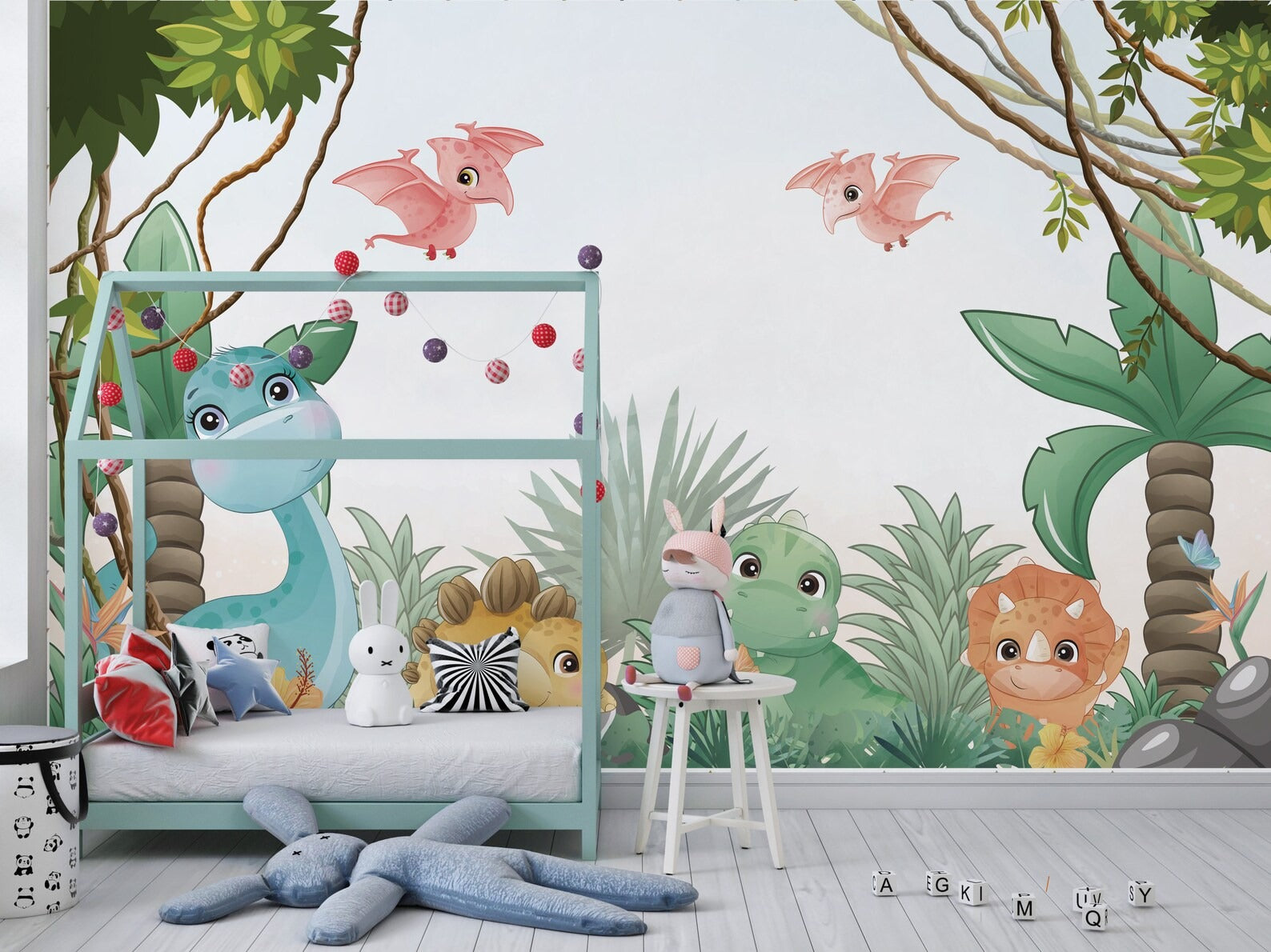 Papel para paredes Jungla jurassica  cute 3