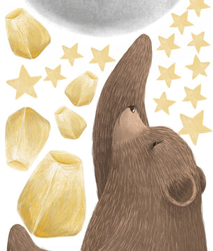 Vinilos decorativos Adhesivos infantiles de Pared de oso, luna, globo deseos y estrellas