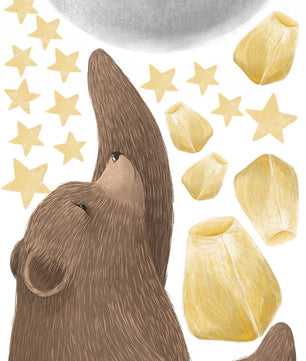 Vinilos decorativos Adhesivos infantiles de Pared de oso, luna, globo deseos y estrellas