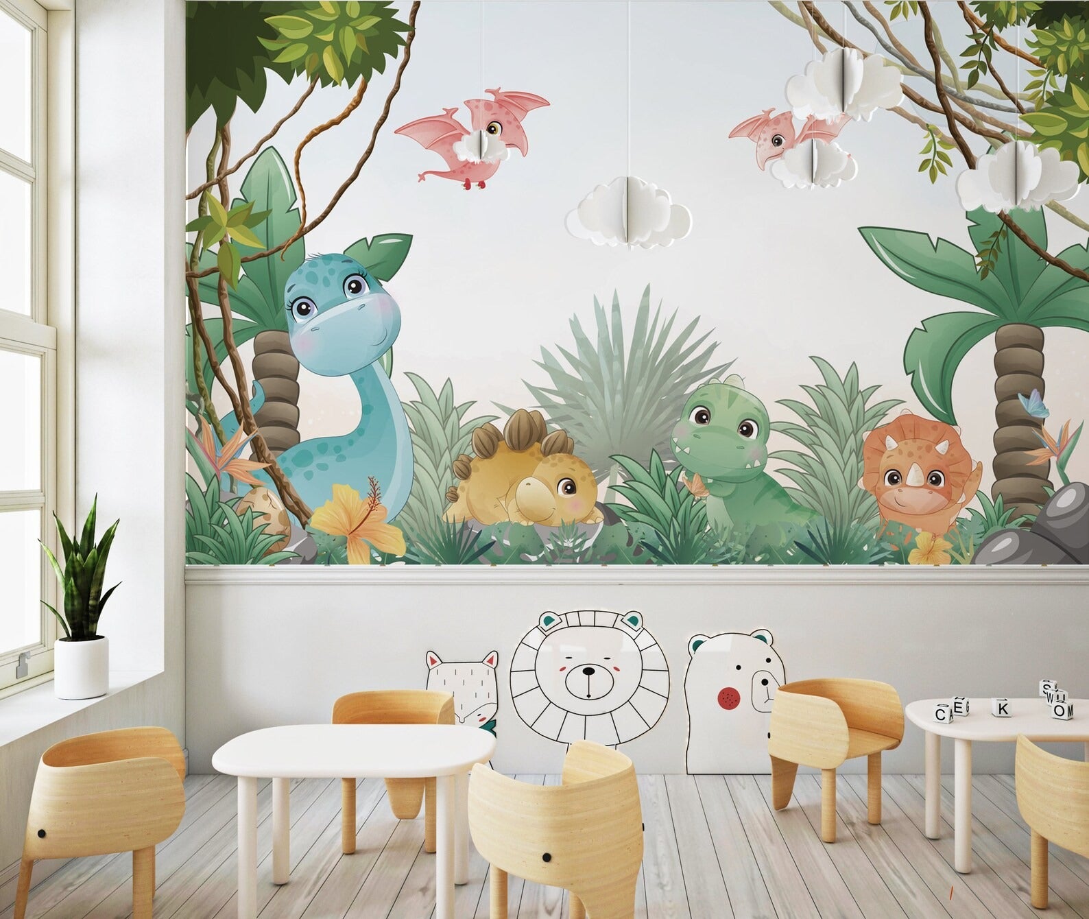 Papel para paredes Jungla jurassica  cute 3